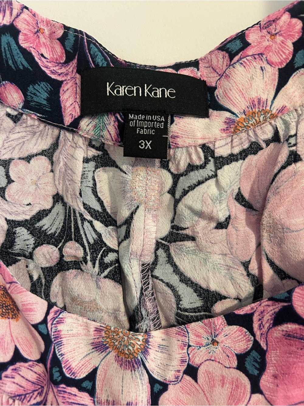 NWT Karen Kane 3x Pink Floral Puff-Sleeve Women's Top - Picture 3 of 5